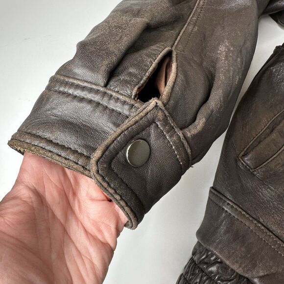 Vtg Mesa Ridge Brown Leather Bomber Jacket Mens Sz XL Motorcycle 90s Distressed - Picture 15 of 16